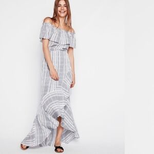 Express Relaxed Bohemian Resort Wear High Low Ruffle Cotton Maxi Dress Sz S